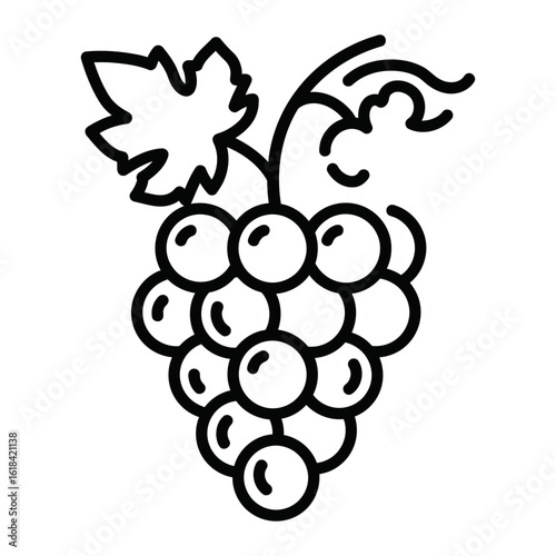 Outline Grape Icon in Minimal Line Style