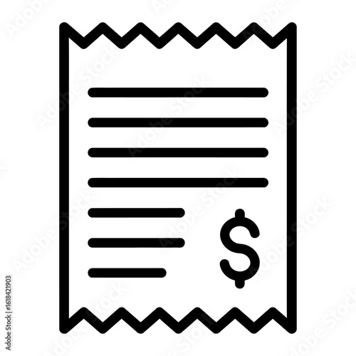 Outline Receipt or Bill Icon in Clean Minimal Line Style