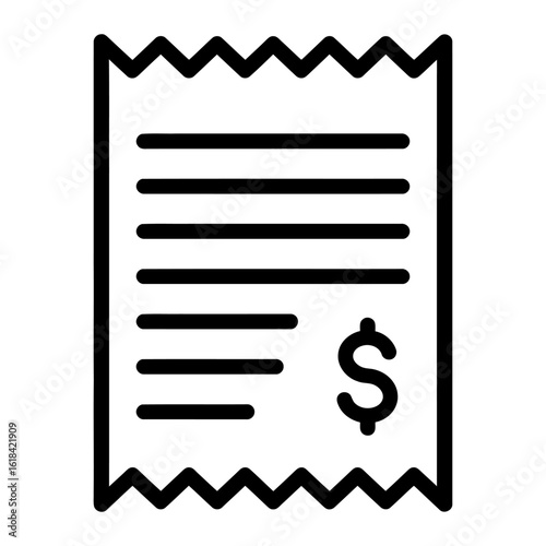 Outline Receipt or Bill Icon in Clean Minimal Line Style