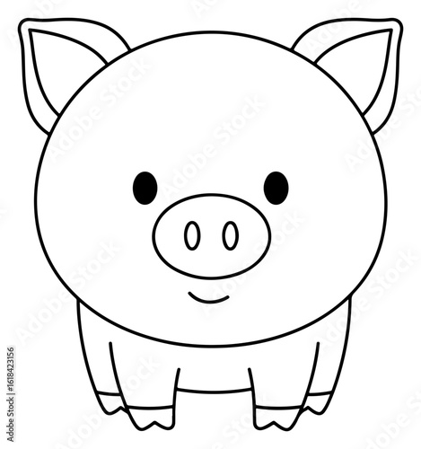 Cute Pig Outline Illustration