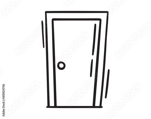 closed door icon doodle hand drawn. Outline drawing closed door line clipart symbol