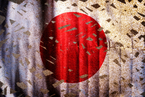 Damaged grunge style Japan national flag.