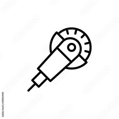 Grinder electric angle cutting disc machine tool icon vector illustration for construction repair workshop hardware outline style graphic design.