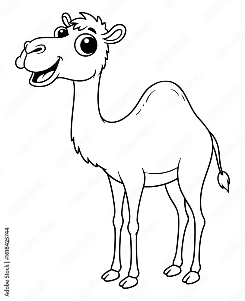 Fototapeta premium Cartoon Camel Outline with a Friendly Expression