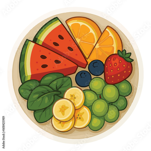 Fresh and healthy fruit salad with vibrant citrus, ripe berries, and juicy apples, perfect for a refreshing drink or a vitamin-rich diet