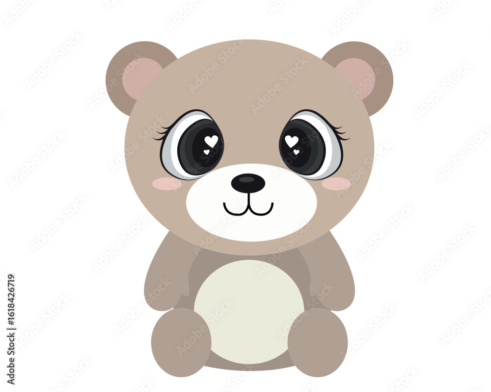 Naklejka premium teddy with big eye. cute bear. adorable