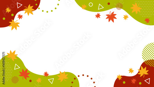 秋をイメージした抽象的な幾何学模様のフレーム素材 背景素材 16:9サイズ ベクター