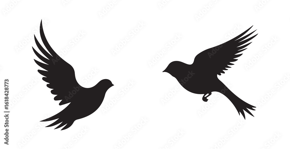 Fototapeta premium bird silhouette icon, Vector elements for designfly sign collection, nature symbol, flat style on a white background. Vector illustration eps 10.