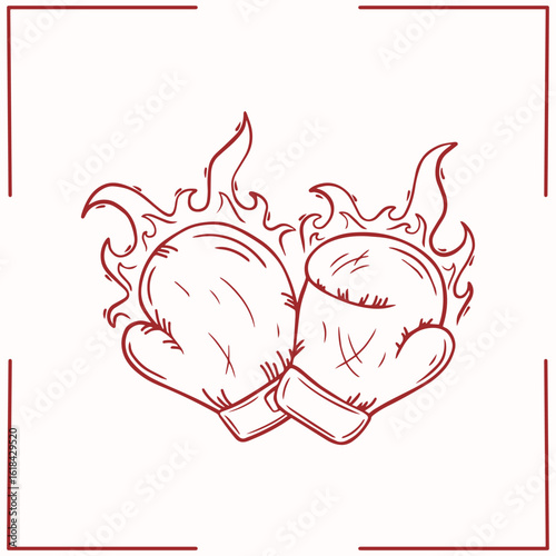 Minimalist vector art boxing gloves, line art