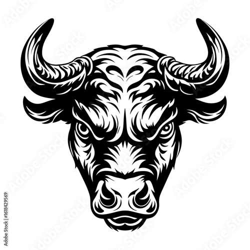 Majestic Bull Head Vector Illustration