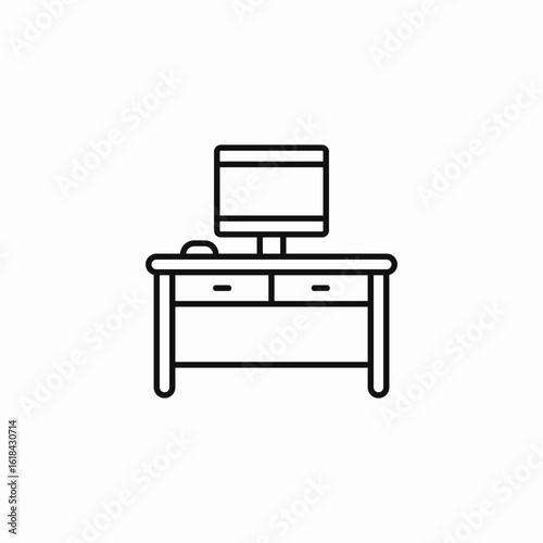 desktop computer setup icon sign vector