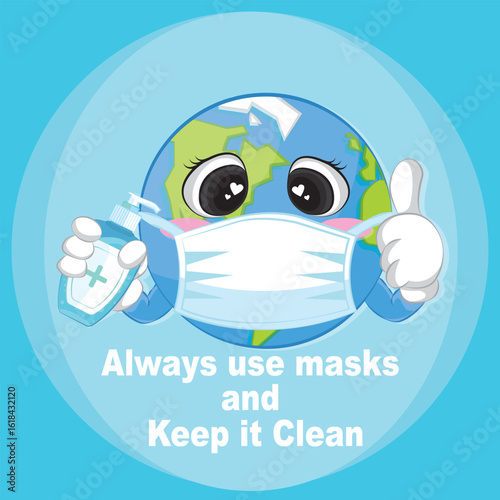 Coronavirus / Corona virus concept. world/ earth put mask to fight against Corona virus. Concept of fight against virus. World Health Day.