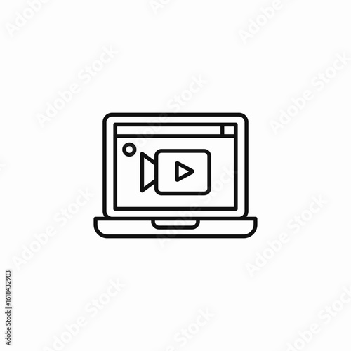 laptop video playback icon sign vector