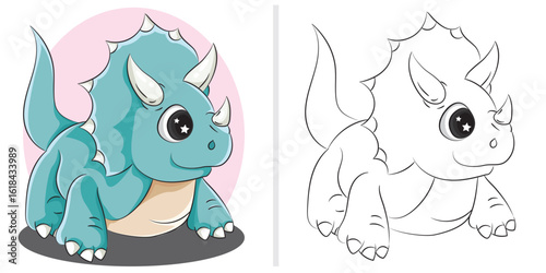 Vector illustration of Cartoon dinosaur. Coloring book illustration for children.