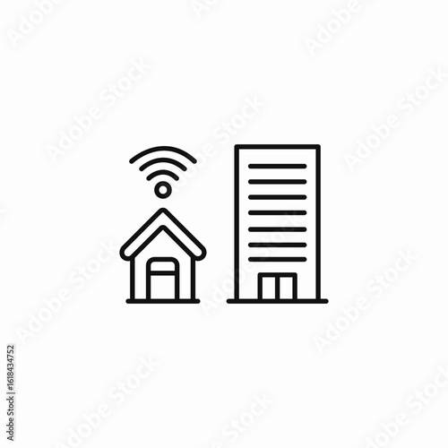 smart home building icon sign vector