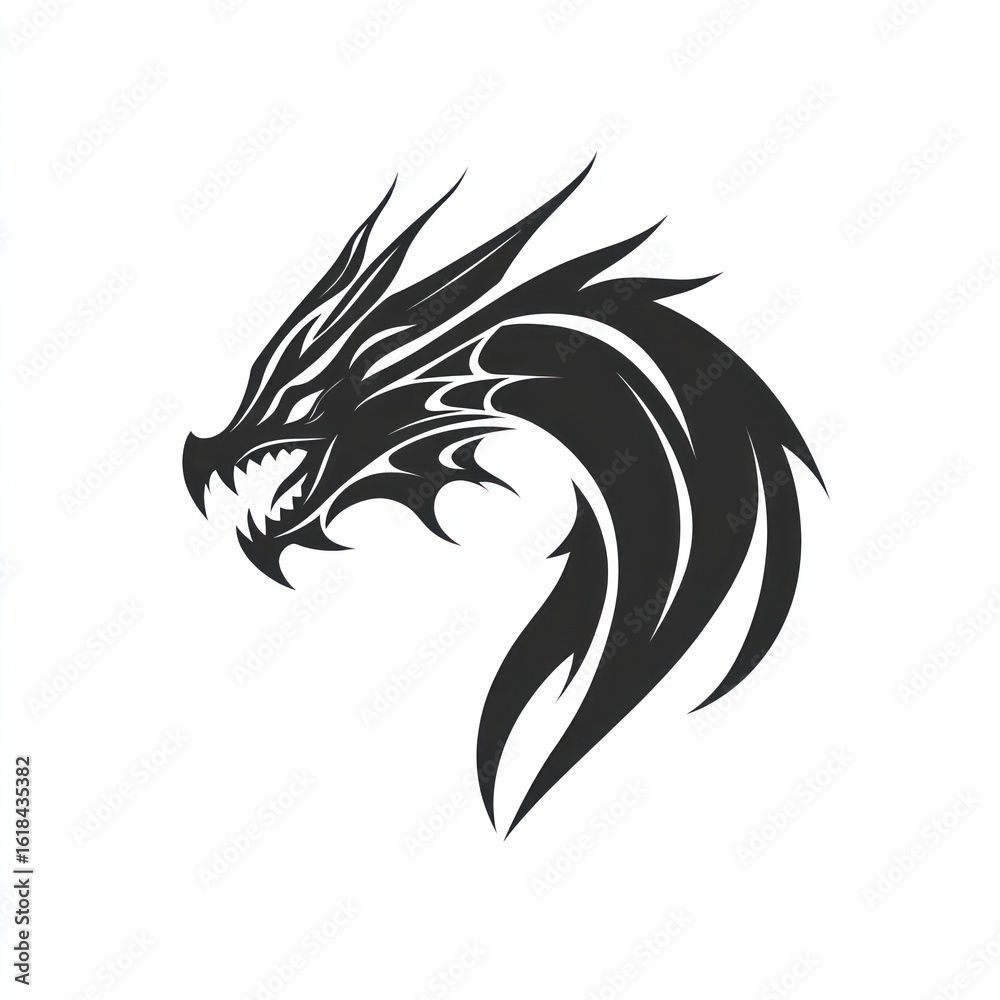 Obraz premium Bold dragon head, tribal style