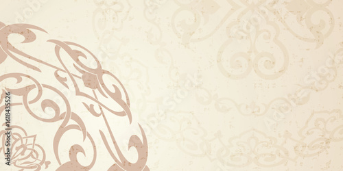Ethnic background on the theme of Uzbek, Kazakh national ornament, Islamic pattern, frame, vector design