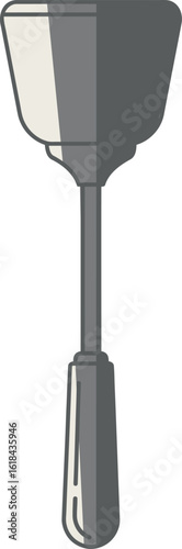 Simple vector illustration of a steel kitchen spatula or turner. A minimalist graphic icon of a cooking utensil isolated on a white background.