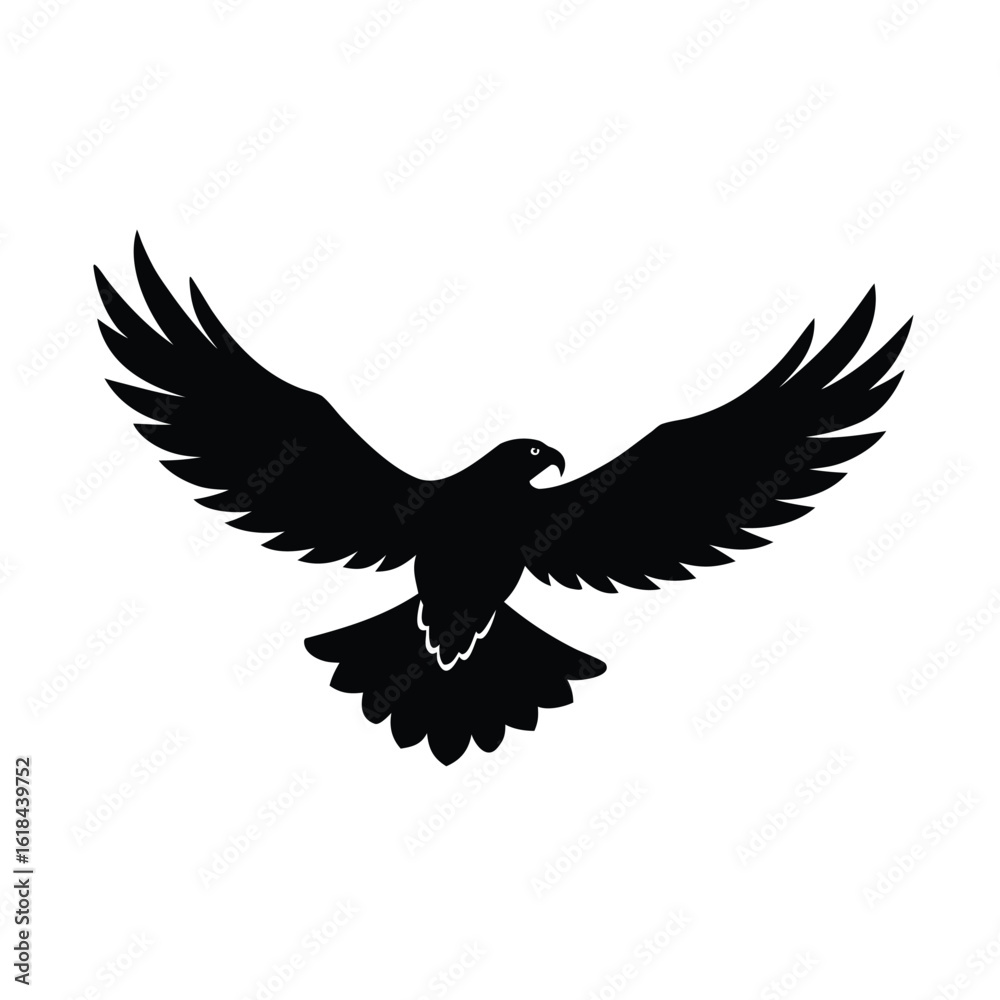 Obraz premium flying-eagle-silhouette-vector-with-clean-outline-.eps