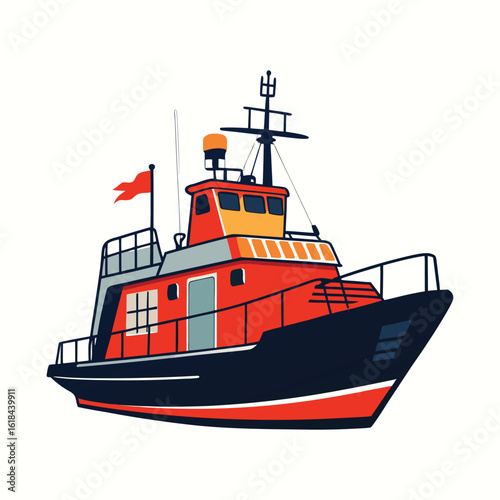 Rescue Boat Illustration A Vibrant Maritime Vessel