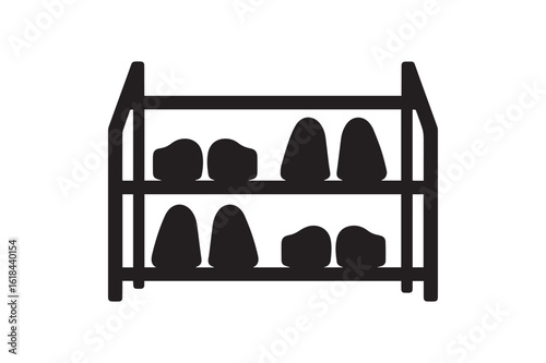 Shoe Rack Silhouette Icon for Home Organization and Footwear Storage