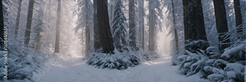 Panorama - Morning in a winter forest