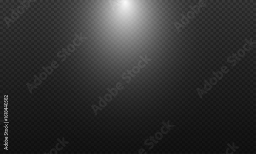 Spotlights shine on a transparent background. Flickering light effect.