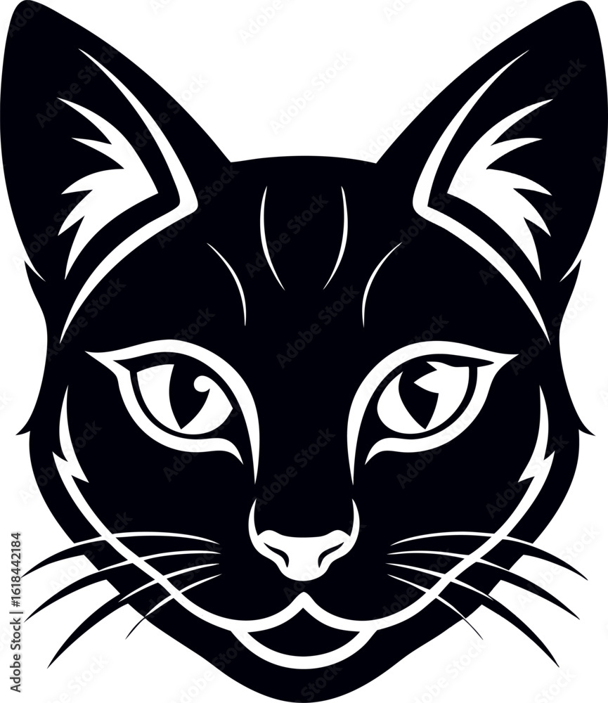 Obraz premium black cat face with transparent background
