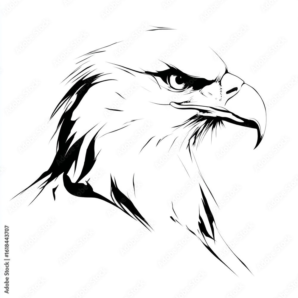 Obraz premium A detailed sketch of an eagle head isolated on a white background