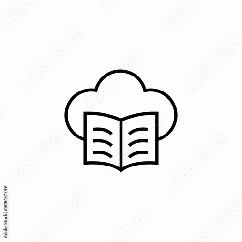 cloud book reading icon sign vector