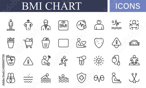 Health-focused BMI chart with wellness and fitness symbols