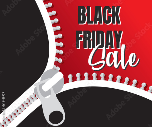 Black Friday sale inscription design template. black friday sale template with zipper. Vector illustration