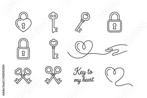 Heart shaped lock vintage keys and romantic inscription heart lock antique key