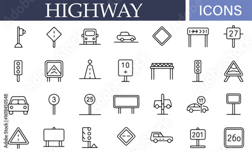 Traffic signal and road sign icon collection for highway applications