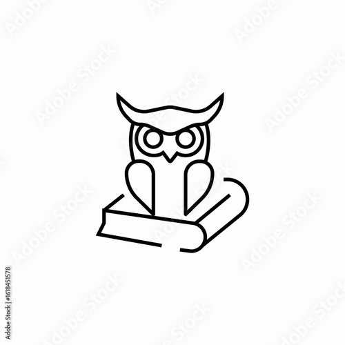 owl on book icon sign vector