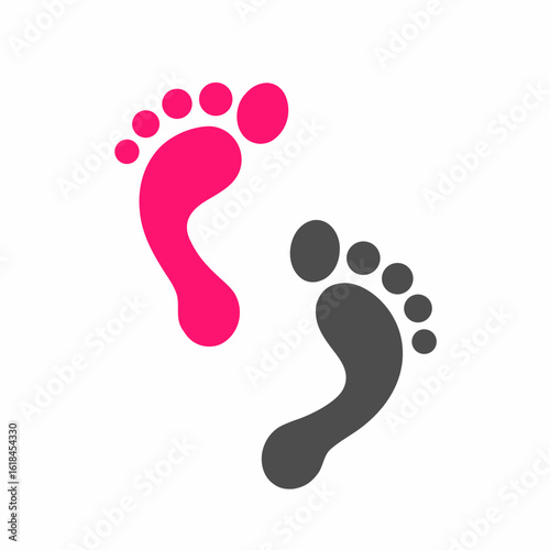 Footprint Vector Logo with Pink and Black Minimal Style.
