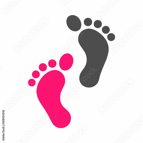 Footprint Vector Logo with Pink and Black Minimal Style.