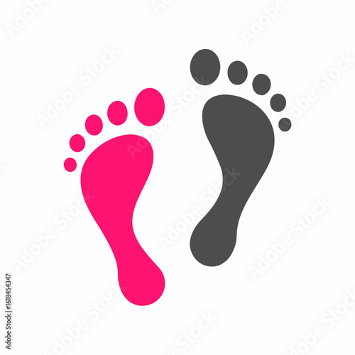 Footprint Vector Logo with Pink and Black Minimal Style.