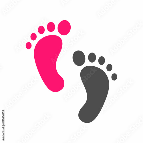 Footprint Vector Logo with Pink and Black Minimal Style.
