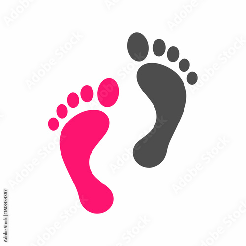 Footprint Vector Logo with Pink and Black Minimal Style.