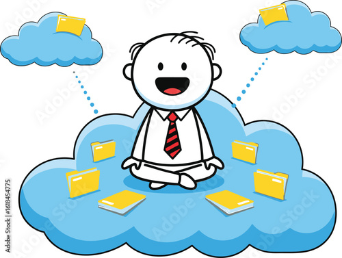 Cloud storage solution for data management and file sharing easy vector