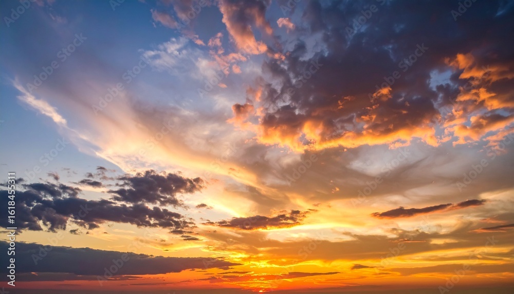 Obraz premium Dramatic Sky with Sunset Colors and Moving Clouds