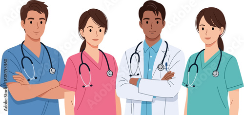 Medical team doctors and nurses healthcare professionals hospital staff vector illustration vector