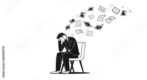 Overwhelmed by Too Much Information A Man Suffering from Information Overload