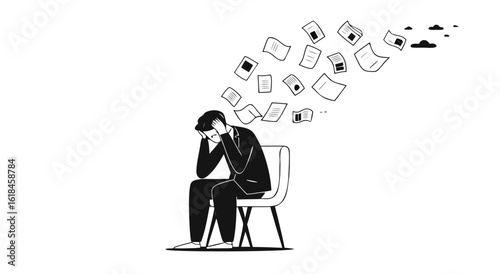Overwhelmed by Too Much Information A Man Suffering from Information Overload