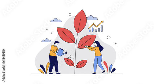 Business growth collaboration cultivating success with strategic teamwork and data analysis driving forward
