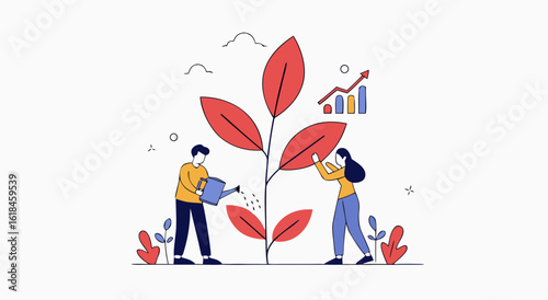 Business growth collaboration cultivating success with strategic teamwork and data analysis driving forward