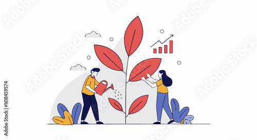 Business growth collaboration cultivating success with strategic teamwork and data analysis driving forward