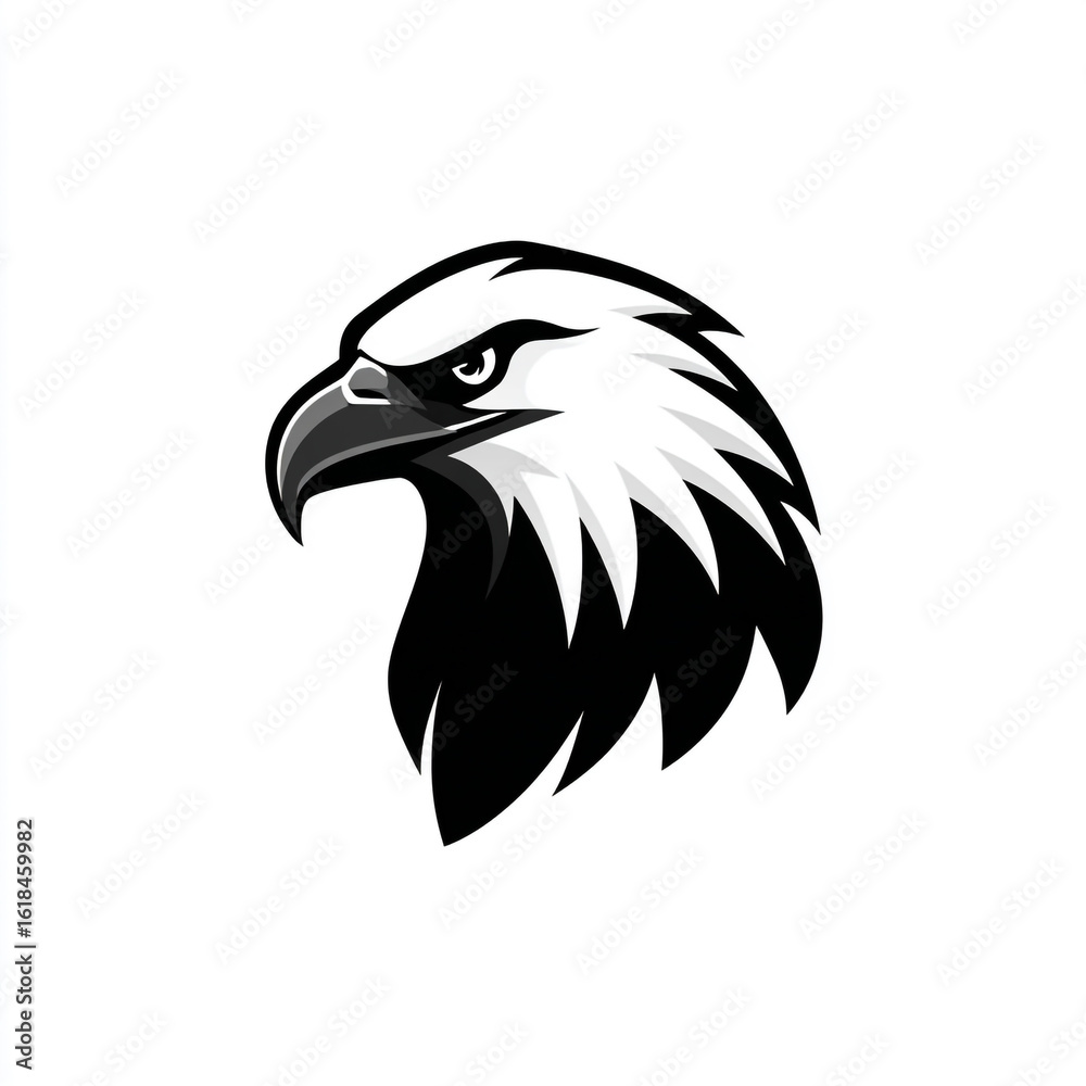 Obraz premium Eagle head in black and white isolated on white background