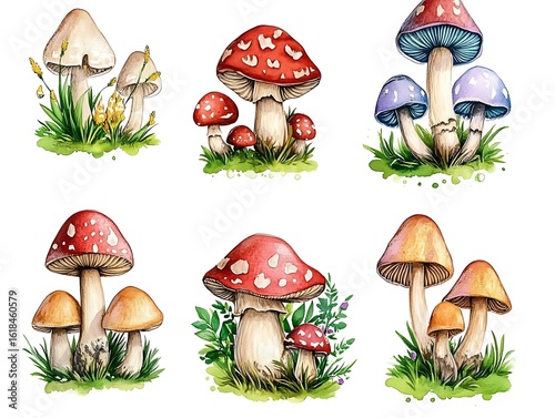 水彩きのこの六重奏